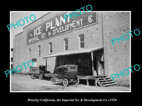 OLD LARGE HISTORIC PHOTO BRAWLEY CALIFORNIA, THE IMPERIAL ICE Co c1920