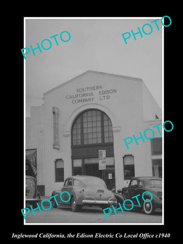 OLD LARGE HISTORIC PHOTO INGLEWOOD CALIFORNIA, THE EDISON ELECTRIC Co c1940