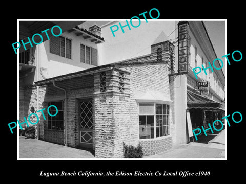 OLD LARGE HISTORIC PHOTO LAGUNA BEACH CALIFORNIA, THE EDISON ELECTRIC Co c1940