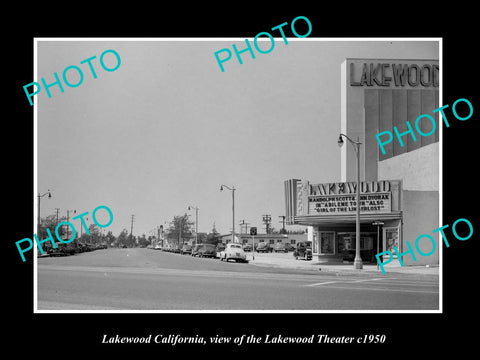 OLD LARGE HISTORIC PHOTO LAKEWOOD CALIFORNIA, THE LAKEWOOD THEATER c1950