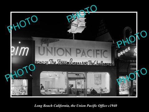 OLD LARGE HISTORIC PHOTO LONG BEACH CALIFORNIA, THE UNION PACIFIC OFFICE c1940