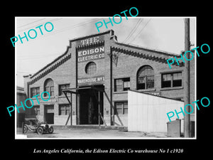 OLD HISTORIC PHOTO LOS ANGELES CALIFORNIA, EDISON ELECTRIC Co WAREHOUSE c1920