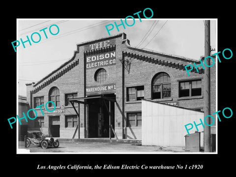 OLD HISTORIC PHOTO LOS ANGELES CALIFORNIA, EDISON ELECTRIC Co WAREHOUSE c1920