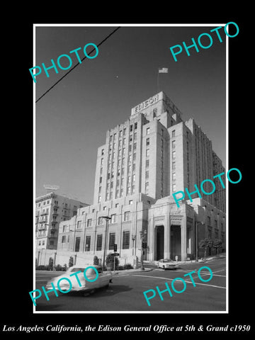 OLD LARGE HISTORIC PHOTO LOS ANGELES CALIFORNIA, EDISON ELECTRIC Co OFFICE c1950