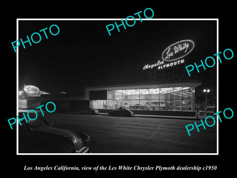 OLD HISTORIC PHOTO LOS ANGELES CALIFORNIA, THE CHRYSLER PONTIAC CAR DEALER c1950