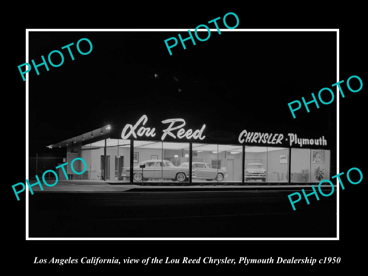 OLD HISTORIC PHOTO LOS ANGELES CALIFORNIA, LOU REED CHRYSLER PONTIAC DEALER 1950