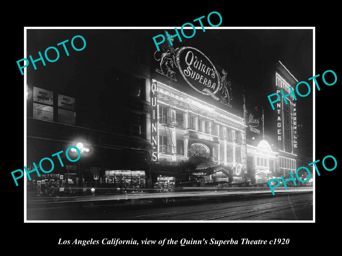 OLD LARGE HISTORIC PHOTO LOS ANGELES CALIFORNIA, QUINNS SUPERBA THEATER c1920