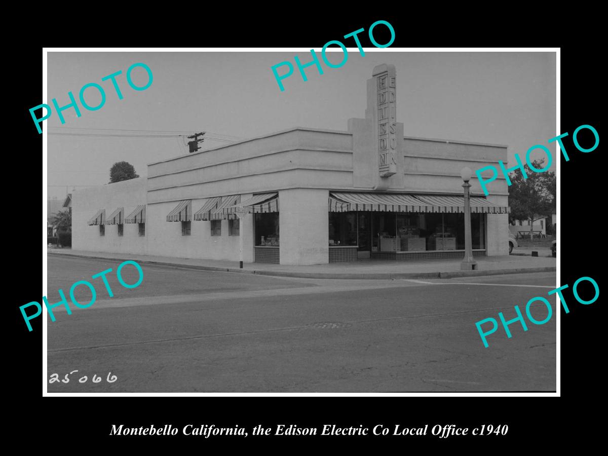 OLD LARGE HISTORIC PHOTO MONTEBELLO CALIFORNIA, THE EDISON ELECTRIC Co c1940