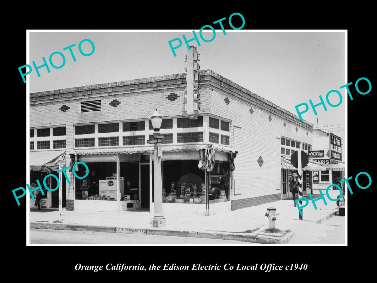 OLD LARGE HISTORIC PHOTO ORANGE CALIFORNIA, THE EDISON ELECTRIC Co c1940