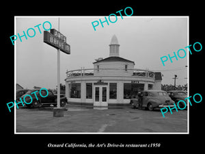 OLD LARGE HISTORIC PHOTO OXNARD CALIFORNIA, THE ARTS DRIVE IN RESTAURANT c1950