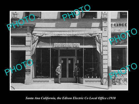 OLD LARGE HISTORIC PHOTO SANTA ANA CALIFORNIA, THE EDISON ELECTRIC Co c1910