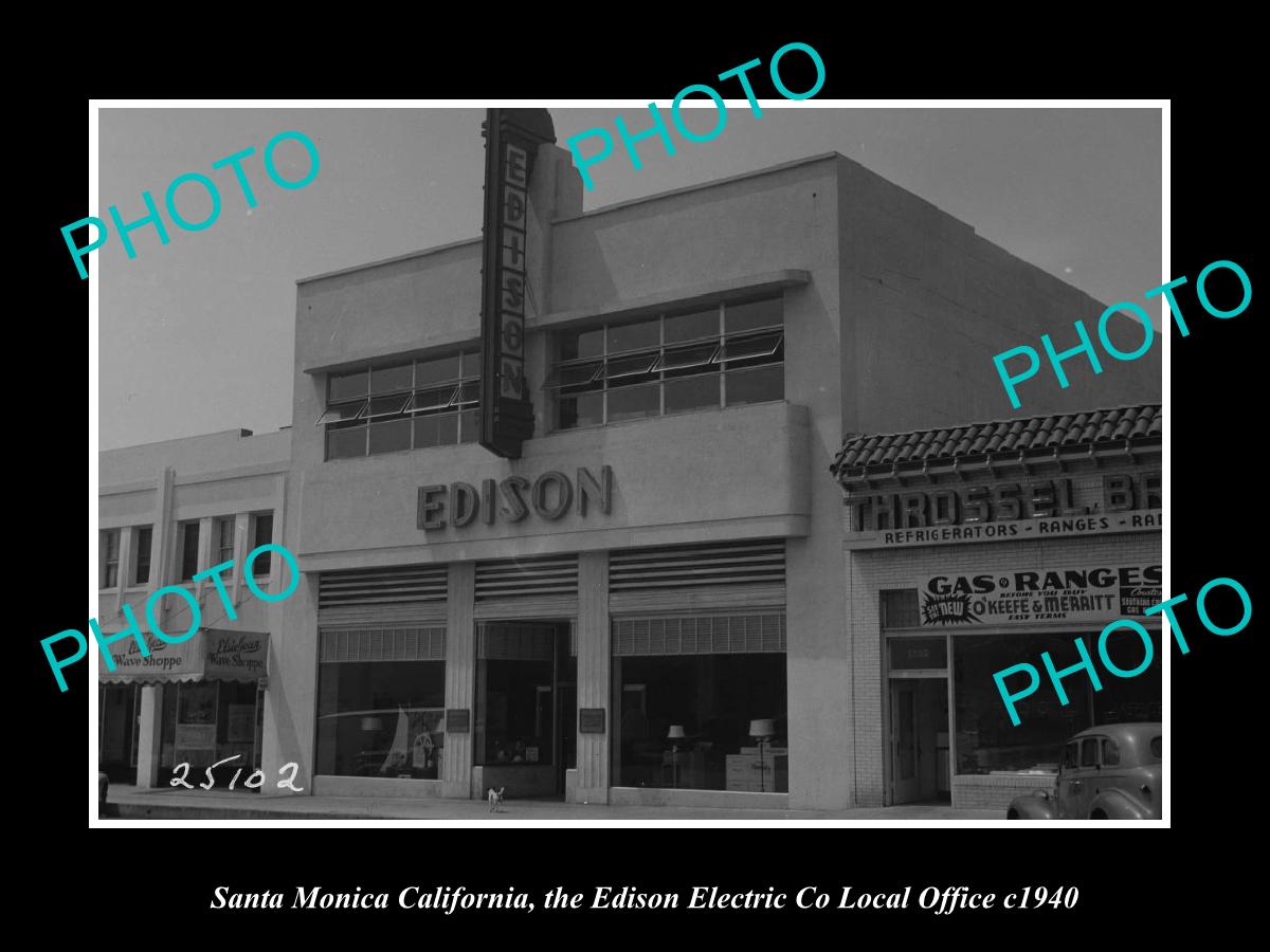 OLD LARGE HISTORIC PHOTO SANTA MONICA CALIFORNIA, THE EDISON ELECTRIC Co c1940