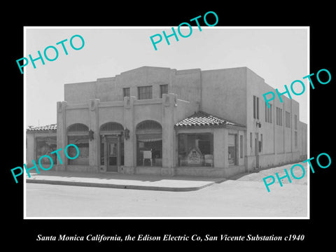 OLD LARGE HISTORIC PHOTO SANTA MONICA CALIFORNIA, SAN VICENTE SUB STATION c1940