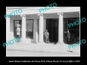 OLD HISTORIC PHOTO SANTA MONICA CALIFORNIA, OCEAN PARK EDISON ELECTRIC c1920