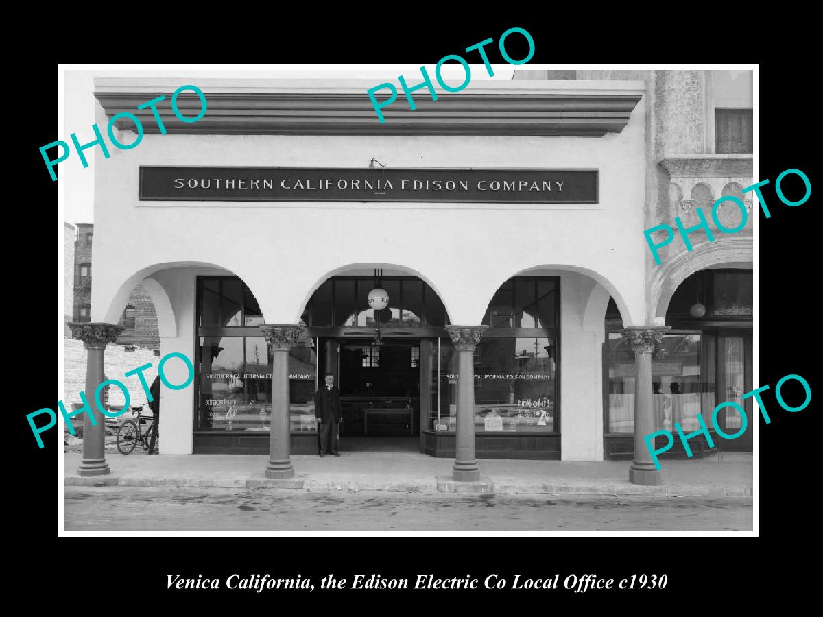 OLD LARGE HISTORIC PHOTO VENICE CALIFORNIA, THE EDISON ELECTRIC Co c1930