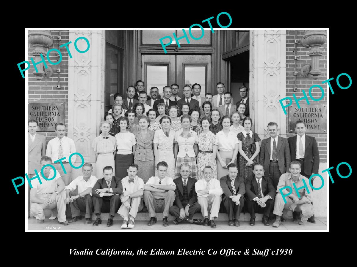 OLD LARGE HISTORIC PHOTO VISALIA CALIFORNIA, THE EDISON ELECTRIC Co c1930