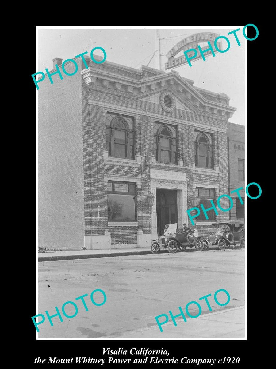 OLD LARGE HISTORIC PHOTO VISALIA CALIFORNIA, MOUNT WHITNEY POWER Co c1920