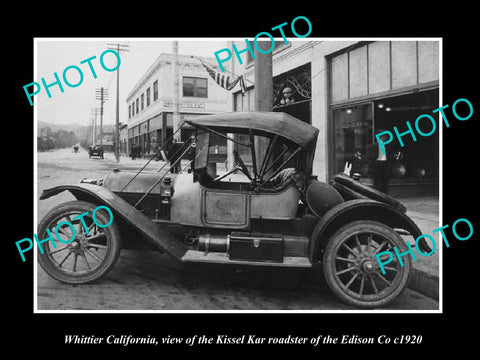 OLD LARGE HISTORIC PHOTO WHITTIER CALIFORNIA, EDISON ELECTRIC Co KISSEL KAR 1920