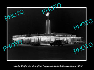 OLD LARGE HISTORIC PHOTO ARCADIA CALIFORNIA, THE CARPENTERS SANTA ANITAN c1950