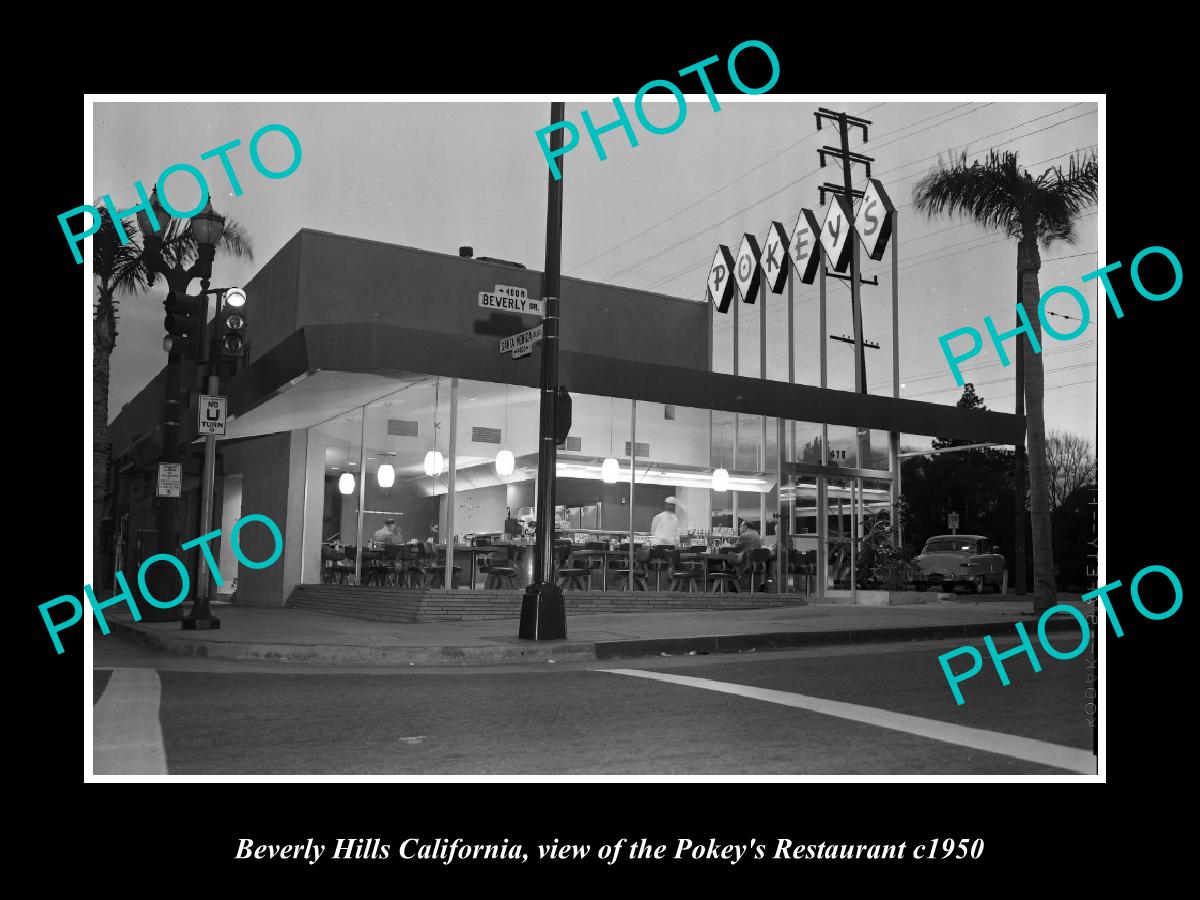 OLD LARGE HISTORIC PHOTO BEVERLY HILLS CALIFORNIA, THE POKEYS RESTAURANT c1950