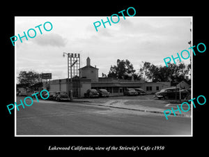 OLD LARGE HISTORIC PHOTO LAKEWOOD CALIFORNIA, THE STRIEWIGS CAFE c1950