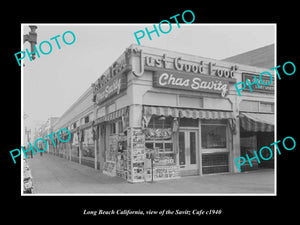 OLD LARGE HISTORIC PHOTO LONG BEACH CALIFORNIA, VIEW OF THE SAVITZ CAFE c1940