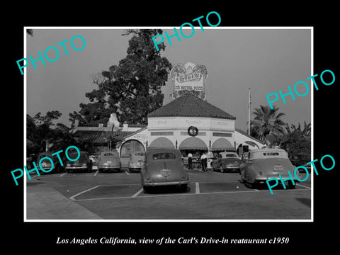 OLD LARGE HISTORIC PHOTO LOS ANGELES CALIFORNIA CARLS HAMBURGER RESTAURANT c1950