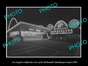 OLD LARGE HISTORIC PHOTO LOS ANGELES CALIFORNIA, McDONALDS HAMBURGER STAND c1950