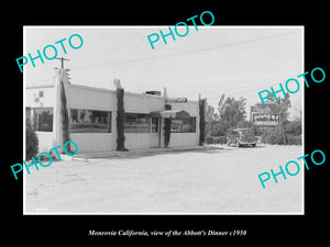 OLD LARGE HISTORIC PHOTO MONROVIA CALIFORNIA, THE ABBOTS DINNER CAFE c1950