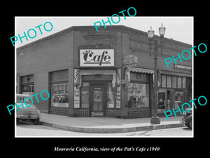 OLD LARGE HISTORIC PHOTO MONROVIA CALIFORNIA, VIEW OF PATS CAFE c1940