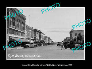 OLD LARGE HISTORIC PHOTO OXNARD CALIFORNIA, VIEW OF 5th ST & STORES c1930 1