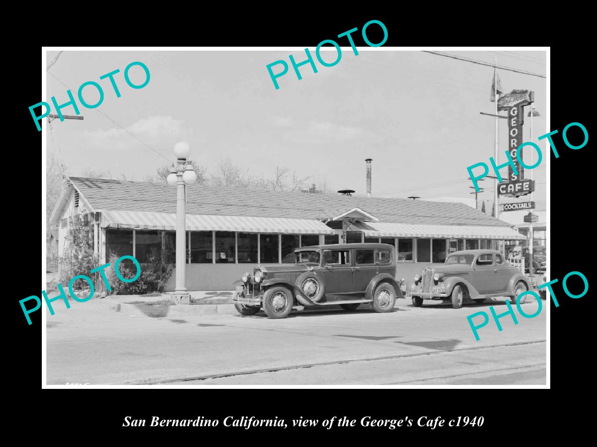 OLD LARGE HISTORIC PHOTO SAN BERNARDINO CALIFORNIA, THE GEORGES CAFE c1940