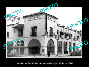 OLD LARGE HISTORIC PHOTO SAN BERNARDINO CALIFORNIA, THE MAPES CAFE c1940