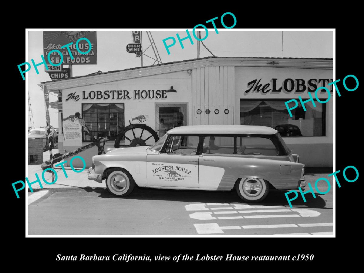 OLD LARGE HISTORIC PHOTO SANTA BARBARA CALIFORNIA, LOBSTER HOUSE RESTAURANT 1950