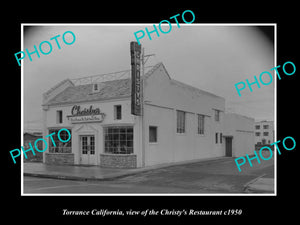 OLD LARGE HISTORIC PHOTO TORRANCE CALIFORNIA, VIEW OF CHRISTYS RESTAURANT c1950