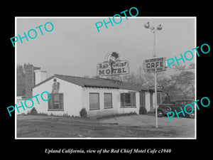 OLD LARGE HISTORIC PHOTO UPLAND CALIFORNIA, THE RED CHIEF CAFE c1940