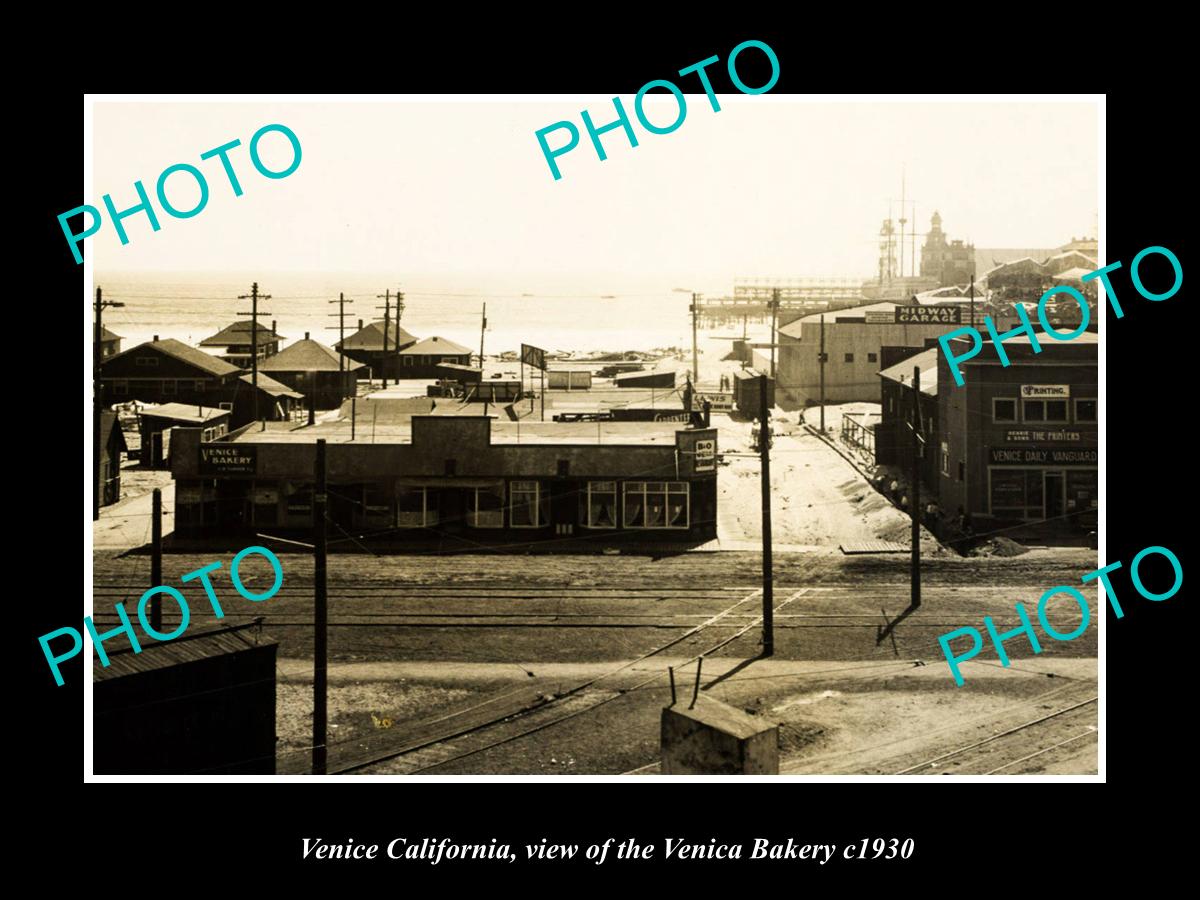 OLD LARGE HISTORIC PHOTO VENICE CALIFORNIA, VIEW OF THE VENICE BAKERY c1930