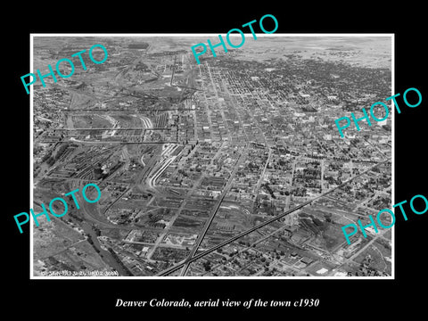 OLD LARGE HISTORIC PHOTO DENVER COLORADO AERIAL VIEW OF THE TOWN c1930