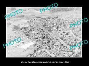 OLD LARGE HISTORIC PHOTO EXETER NEW HAMPSHIRE, AERIAL VIEW OF THE TOWN c1940