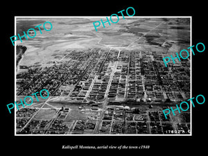 OLD LARGE HISTORIC PHOTO KALISPELL MONTANA, AERIAL VIEW OF THE TOWN c1940 1