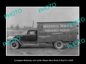 OLD LARGE HISTORIC PHOTO LEXINGTON KENTUCKY, THE MUNNS BROS MEAT TRUCK 1940 1