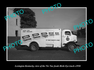 OLD LARGE HISTORIC PHOTO LEXINGTON KENTUCKY, THE NIC NAC BIRDSEYE TRUCK 1950