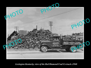 OLD LARGE HISTORIC PHOTO LEXINGTON KENTUCKY, THE RED DIAMOND COAL TRUCK 1940