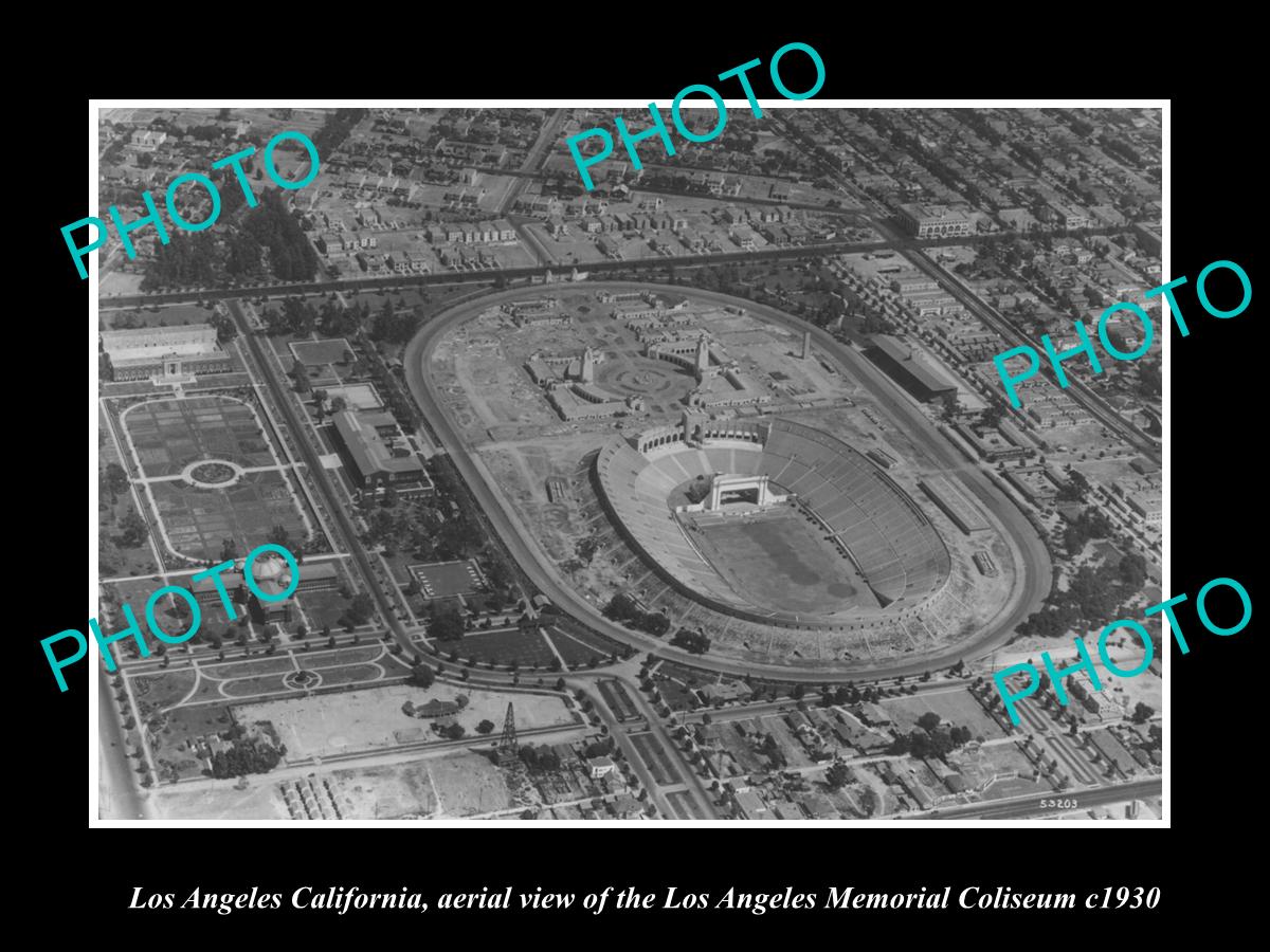 OLD LARGE HISTORIC PHOTO LOS ANGELES CALIFORNIA, AERIAL VIEW OF COLISEUM c1930