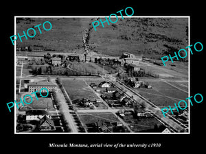 OLD LARGE HISTORIC PHOTO MISSOULA MONTANA, AERIAL VIEW OF UNIVERSITY c1930