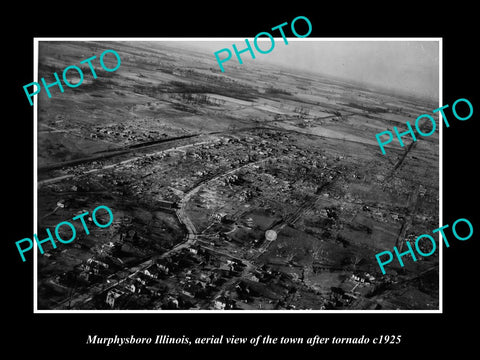 OLD LARGE HISTORIC PHOTO MURPHYSBORO ILLINOIS, AERIAL VIEW OF THE TOWN c1925