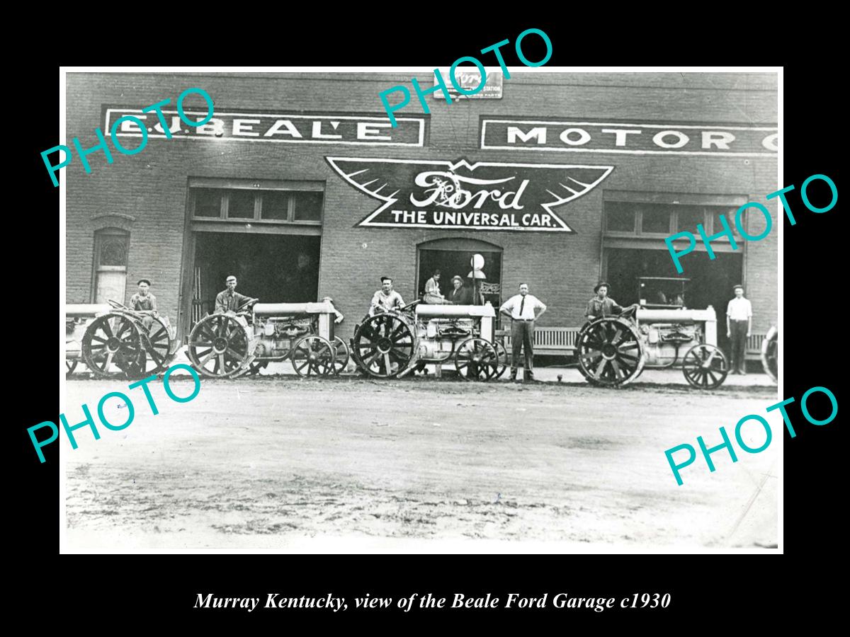 OLD LARGE HISTORIC PHOTO MURRAY KENTUCKY, VIEW OF THE BEALE FORD GARAGE c1930