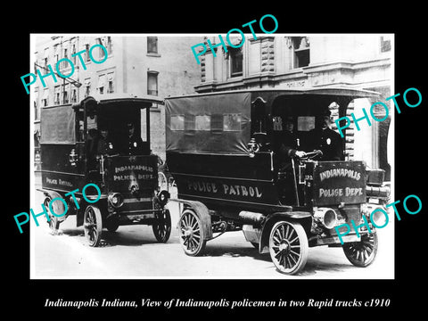 OLD LARGE HISTORIC PHOTO OF INDIANAPOLIS INDIANA, THE RAPID POLICE Dept CAR 1910