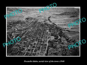 OLD LARGE HISTORIC PHOTO POCATELLO IDAHO, AERIAL VIEW OF THE TOWN c1940