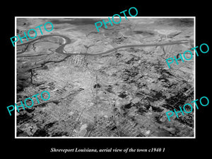 OLD LARGE HISTORIC PHOTO SHREVEPORT LOUISIANA, AERIAL VIEW OF THE TOWN c1940 2